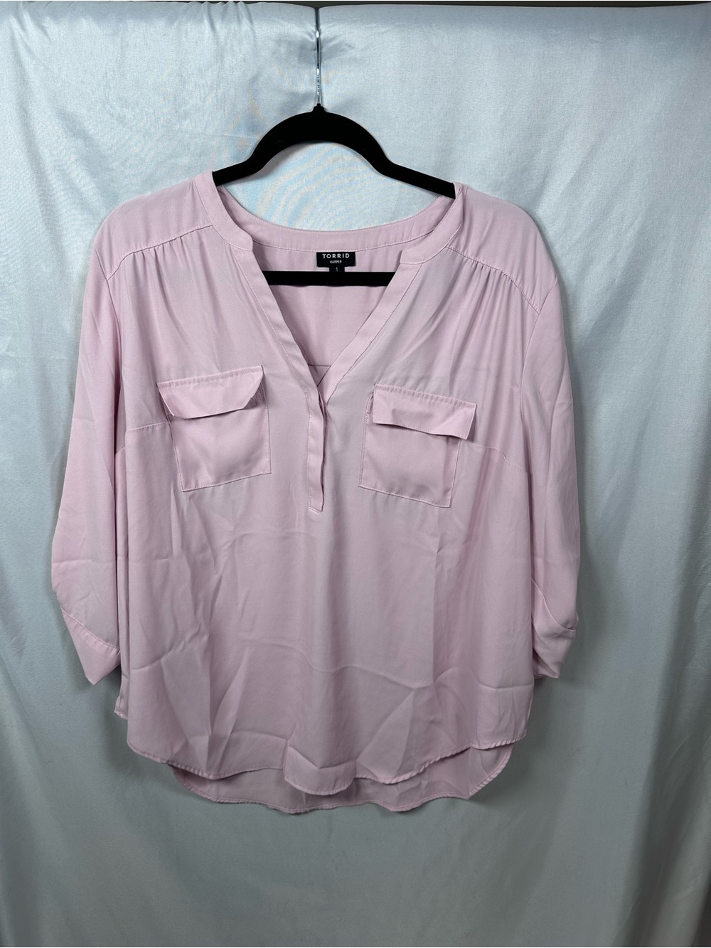 Torrid Pink Harper 3/4 Sleeve Pullover Blouse Size 1